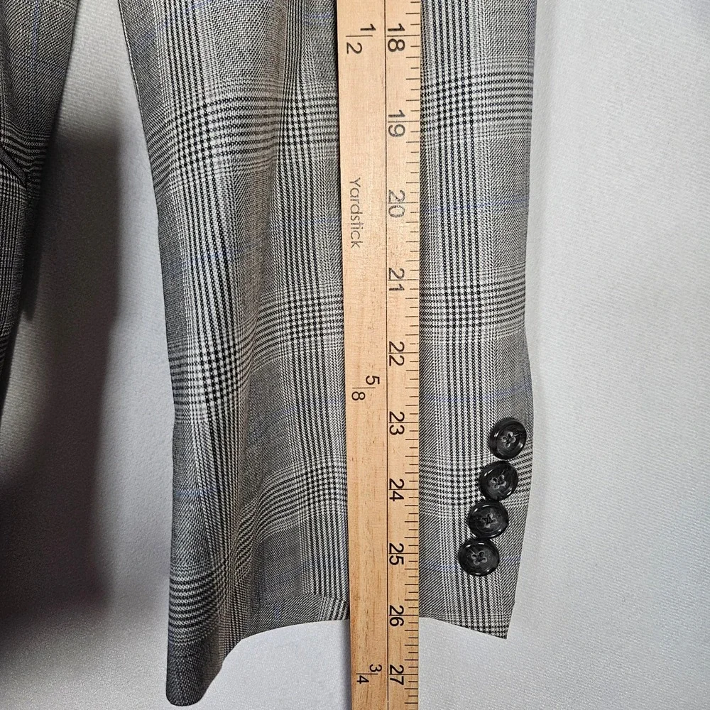 Hickey Freeman Suit Set Mens 46L 36x30 Grey Glen Plaid Wool Business Formal USA